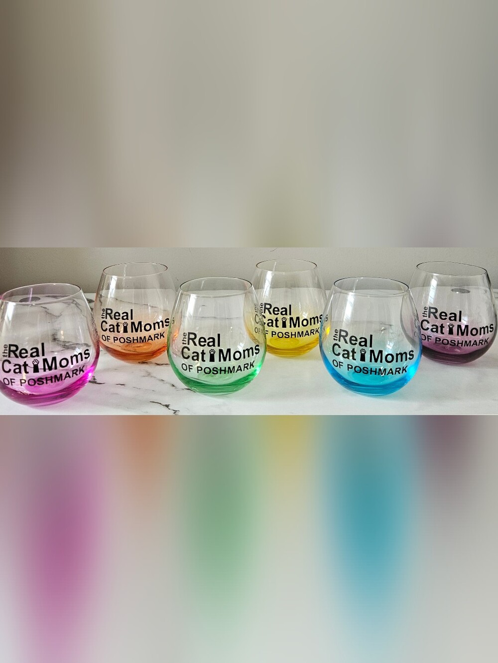 🐱🐾"The Real Cat Moms Of Poshmark" Stemless Glass Wine Glasses (15oz) - Pick 1